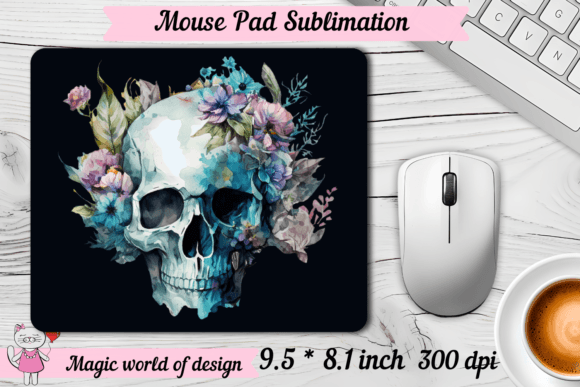 Download Skull with Flowers Mouse Pad Png - Mouse Collection