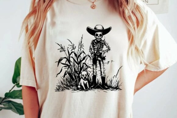 Download Vintage Horror Skeleton Cowboy Wild West Gothic Illustration PNG - Gothic illustration Collection