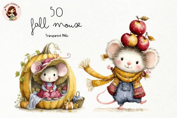Download Cute Storybook Fall Mouse PNG Clipart - Mouse Collection