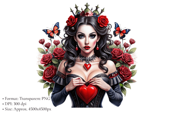 Download Queen of Hearts Gothic Illustration PNG - Gothic illustration Collection